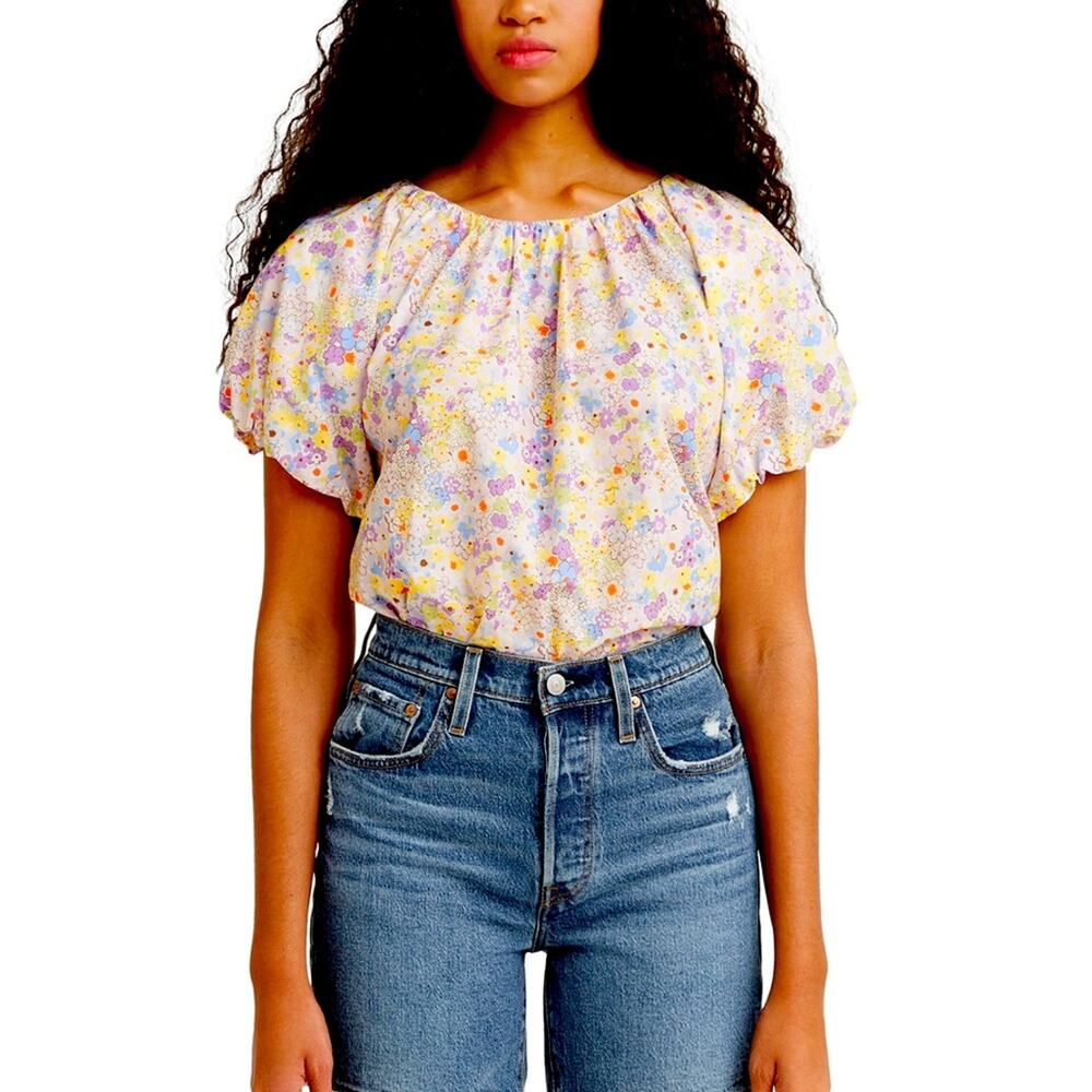 NWT Levi’s Top Puff Short Sleeve Floral Blouse Womens XXL Retail $55